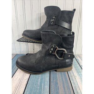 MUK LUKS WOMEN'S LIGHTWEIGHT ANKLE BOOTS SECURE BUCKLE CLOSURE US 6 BLACK